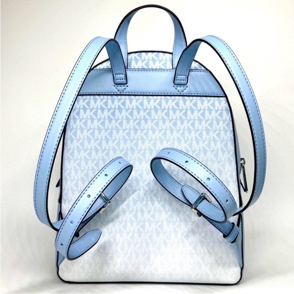 Michael Kors Jaycee Medium Ombré Signature Logo Backpack Light Sky Blue - Picture 5 of 11